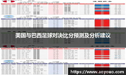 美国与巴西足球对决比分预测及分析建议